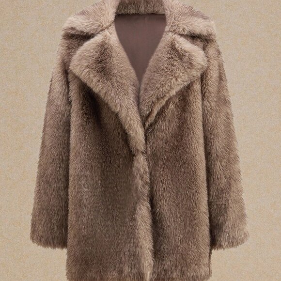 Casual Women's Oversized Faux Fur Long Sleeve Jacket - Picture 7 of 8